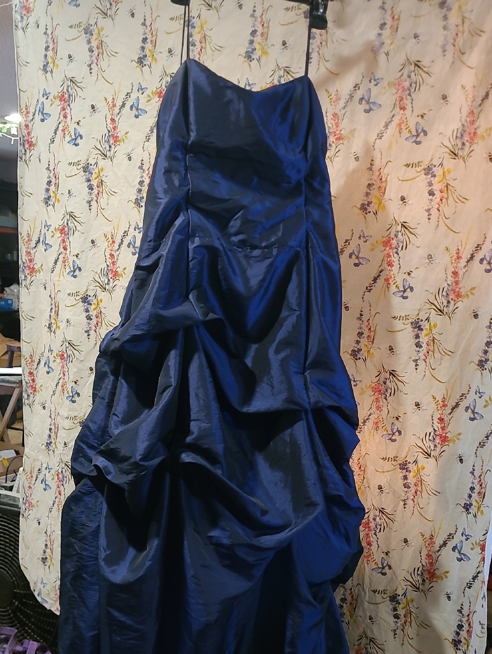 Fiesta Navy Blue Strapless Ruched Prom Gown